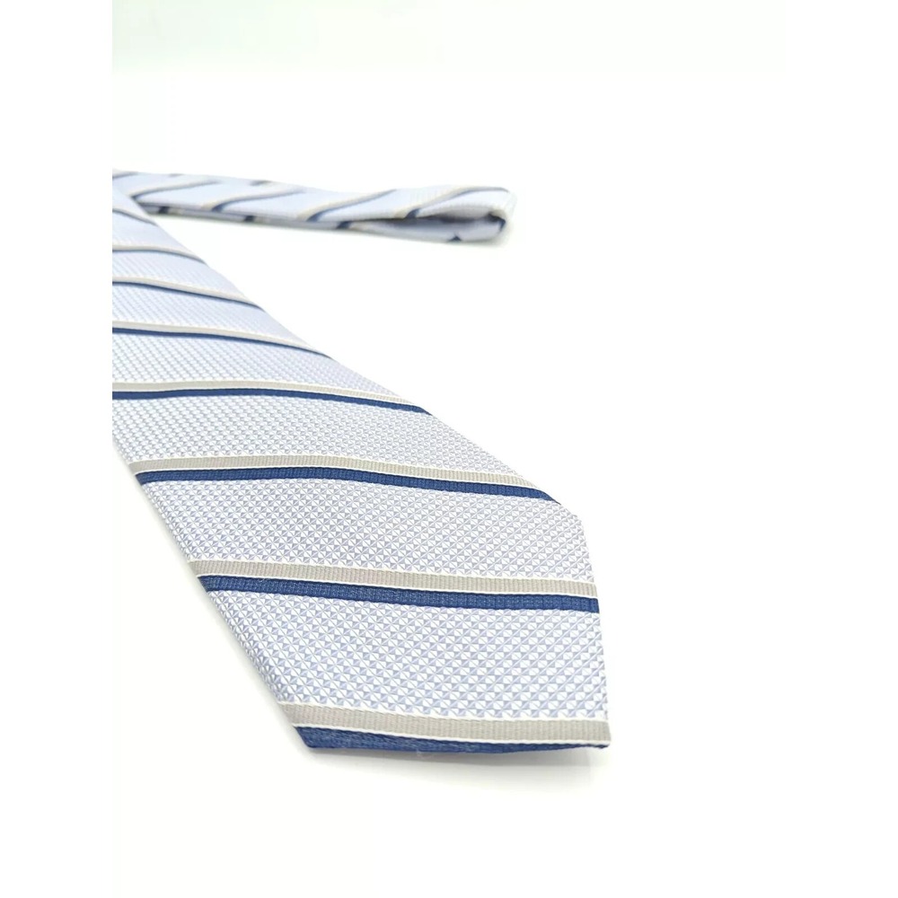 Phillips Mens Blue Striped Silk Tie Hand Sewn USA Woven Designer Necktie